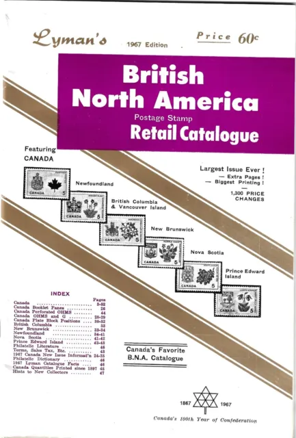 Lyman's British North America Postage Stamp retail Catalogue 1967 Edition 47pp