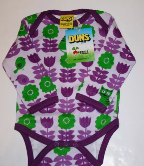 Duns Scandi Long Sleeve Lapneck Bodysuit/Vest Cat & Flower Print 62cm 2-4mth NWT