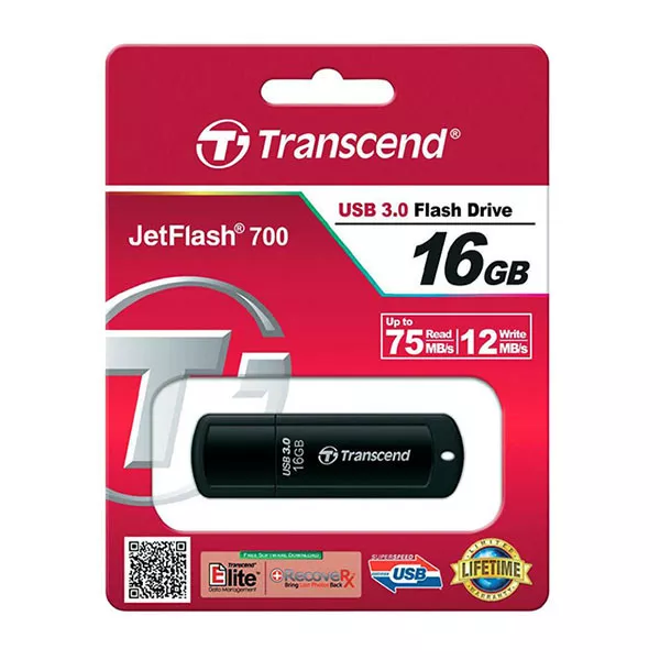 kQ Transcend USB Stick 16GB Jetflash 700 Ultra Speed USB 3.0 TS16GJF700 16 GB