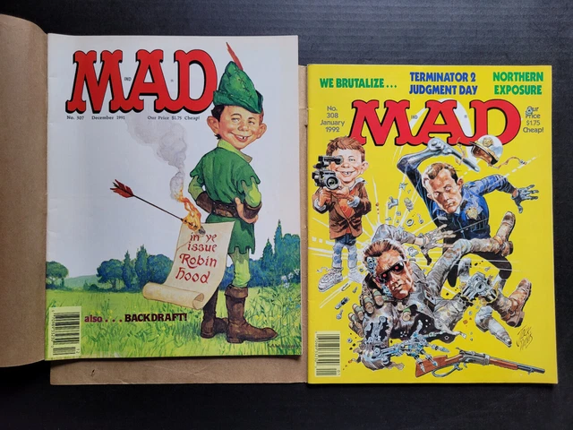 Mad Magazine ~ Lot Of 2 Issues ~ # 307 Robin Hood+ # 308 Terminator 2~ W/Mailer!