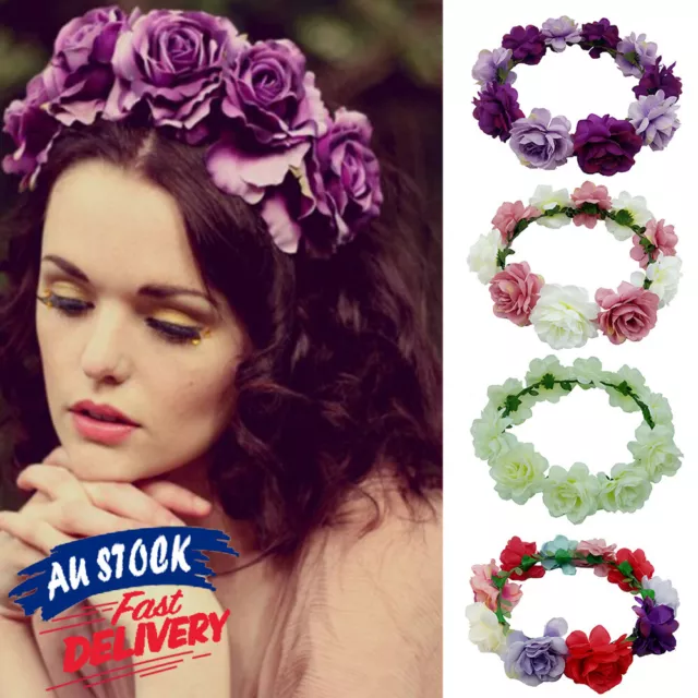 Flower Wreath Floral Garland Headband Wedding Boho Women Headpiece Hair Crown