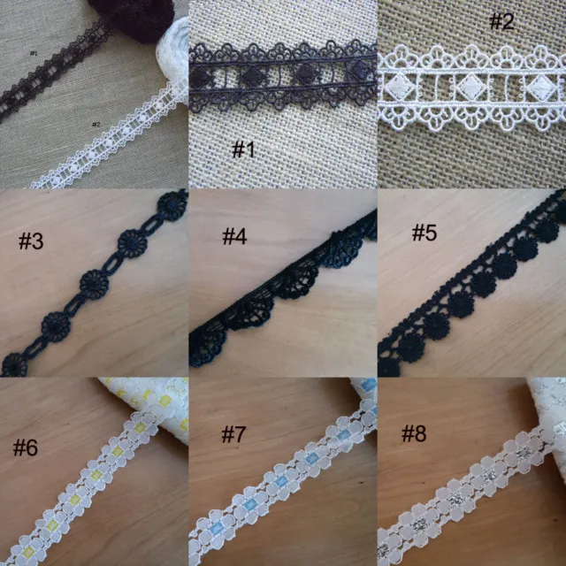 3 Yards Rayon Venise Lace Black, Ivory, White with / Silver / blue /Yellow zhs37