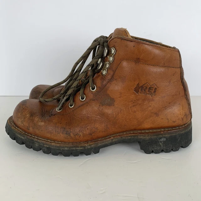 Html Co VTG REI CO-OP Leather Hiking Boots Vibram Sole Mens 6.5 A Women's 8 N ...
