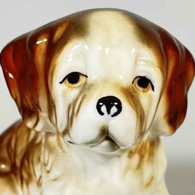 vintage dog figurine 3.25” sad expression puppy Pekingese St. Bernard ceramic E3