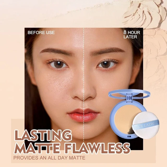 Base en polvo de maquillaje desnudo de larga duración polvo prensado seda suave natural