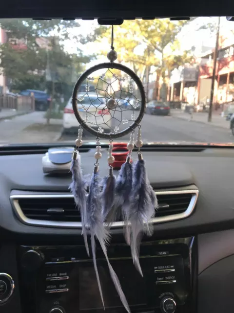 Car Dream Beaded Catcher Wall Hanging Bead Ornament Feather Auto Decoration