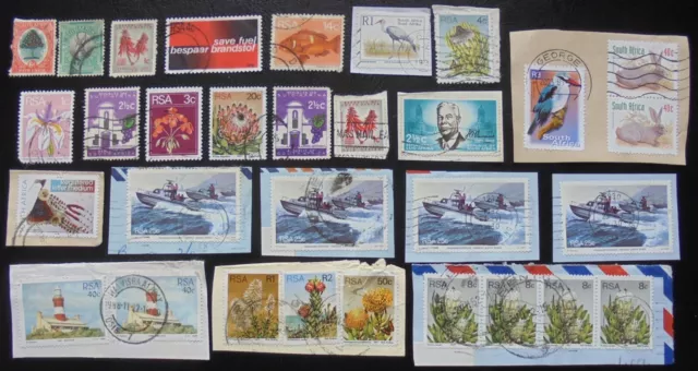 South Africa, Small Collection of 31 Used South African Stamps, On and Off Paper