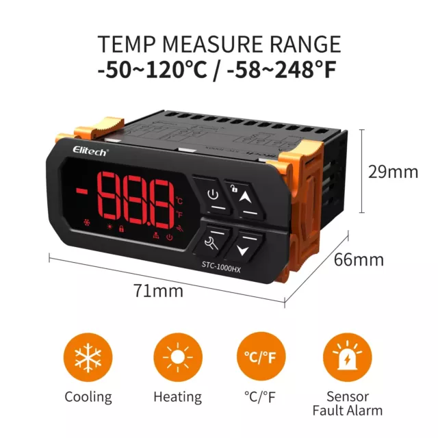 Elitech STC-1000HX Temperature Controller Thermostat, Automatic Switch Cooling 2