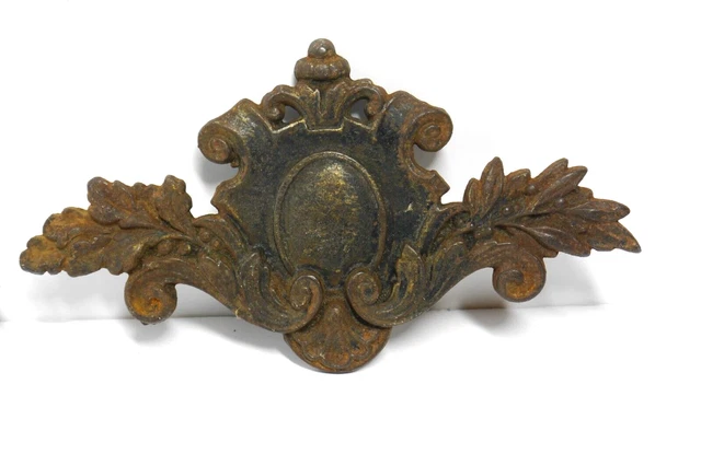 Vtg Drapery Curtain Rod Finials & Escutcheon Plaques Cold Painted Metal Salvage 3