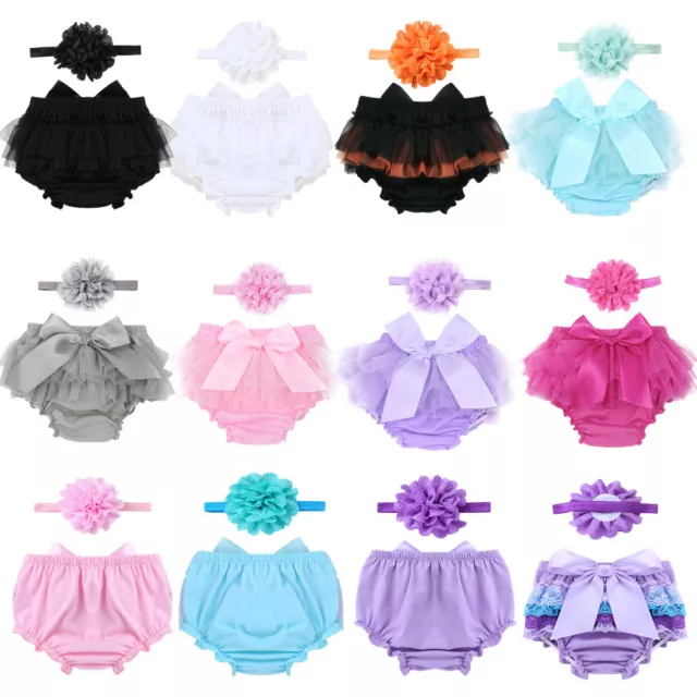 Toddler Baby Girls Ruffled PP Pant Bow Bloomers Pants Diaper Nappy Cover Panties