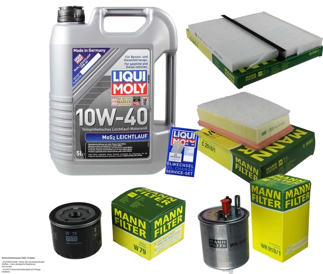INSPEKTIONSKIT FILTER LIQUI MOLY ÖL 5L 10W-40 Für Peugeot 206 CC 2D 1.6