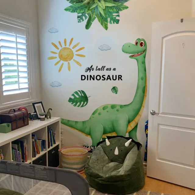 Cartoon Dinosaur Wall Sticker Sun Plants Decal Baby Nursery Room Large