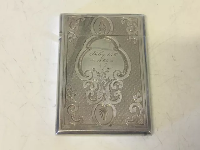 Antique Gorham Sterling Silver Card Case Dated 1864 w/ W Monogram