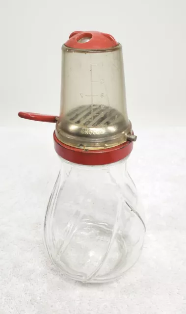 Vintage Farmhouse Glass Red Metal Plastic Nut Cheese Herb Chopper Grinder