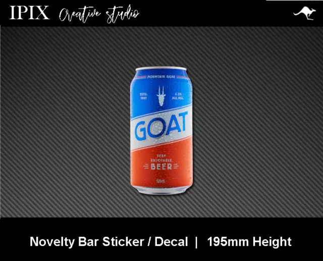 Goat Beer Can Decal | Sticker | Bar | Novelty | Man Cave | 195Mm Height | Alcoho