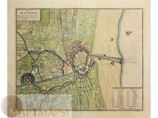 Plan De Dunkerque Remis Au Duc D'Ormond ancien plan Dumont 1729