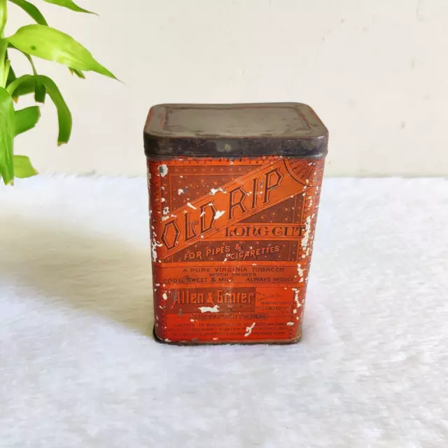 1930s Vintage Allen Ginter Old RIP Smoking Tobacco Advertising Tin Box USA CG312 3