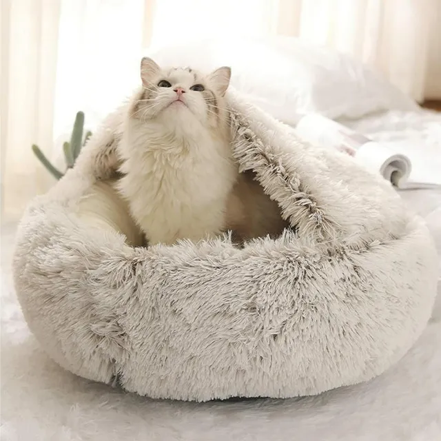 Plush Dog Cat Pet Sleeping Bed Anti-Slip Kennel Puppy Cave Warm Nest Super Soft 11