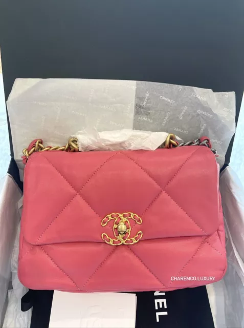 CHANEL 🌸 2020 20C 19 Flap Small Pink 🌸 Bag Classic Gold Silver