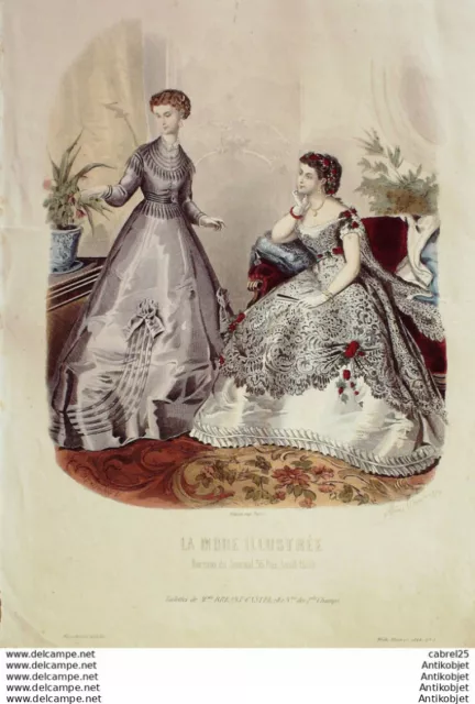 Gravure de mode La Mode illustrée 1868 n°03 (Maison Bréant-Castel)
