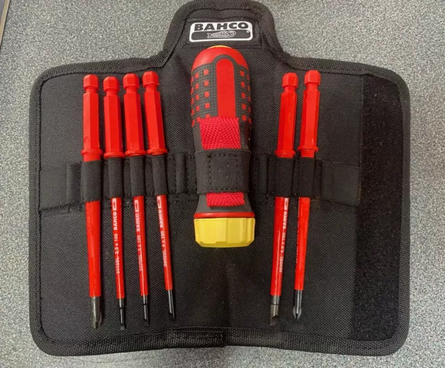 Bahco 808062 6 Piece VDE Insulated Interchangeable Ratcheting Screwdriver Set