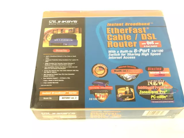 Lynksys Etherfast BEFSR81 Wired Cable/DSL Router with 8-Port Switch New Sealed