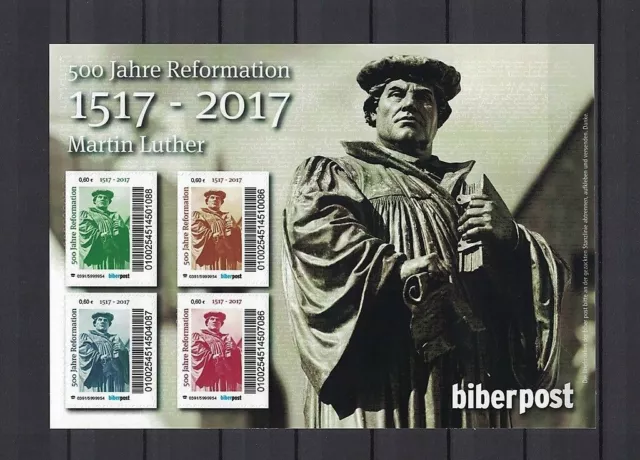 Privatpost Biber Post 2017 Block 500 J Reformation Martin Luther  ** / mnh # 300