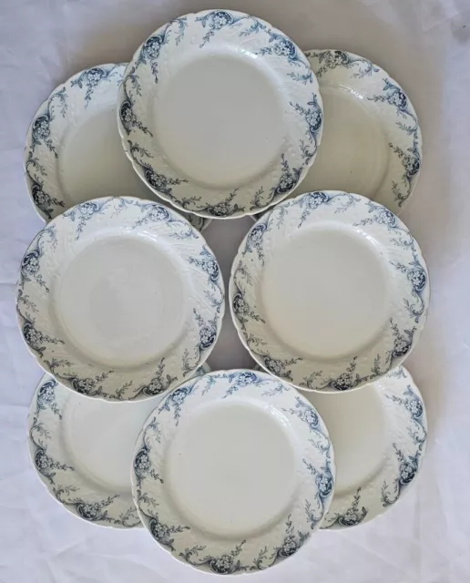 8 assiettes a dessert KG Lunéville modèle Angèle début XXème