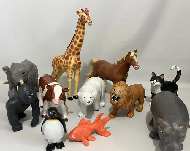LEARNING RESOURCES LARGE Plastic Animals Farm Animals Zoo Animals Lot