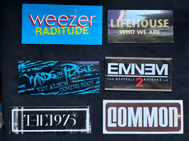 Eminem Bumper + random Stickers(Lot of 6) Original Promo 2x4” +free flag sticker 2