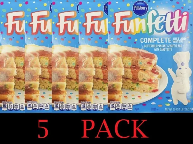 Pillsbury FUNFETTI Complete Buttermilk Pancake & Waffle Mix Candy Bits 28oz 5 PK
