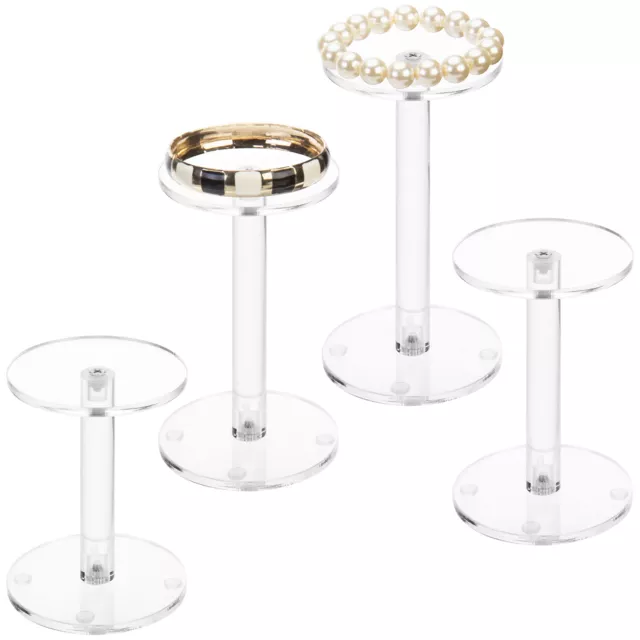 MyGift Set of 4 Premium Clear Round Acrylic Pedestal Display Riser Stands