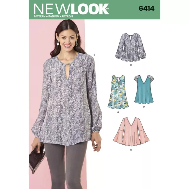 NEW LOOK Sewing Pattern 6414  Misses Women Ladies Plus Top, Blouse, Tunic 8-20