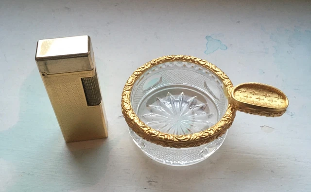 briquet bizet et cendrier en cristal