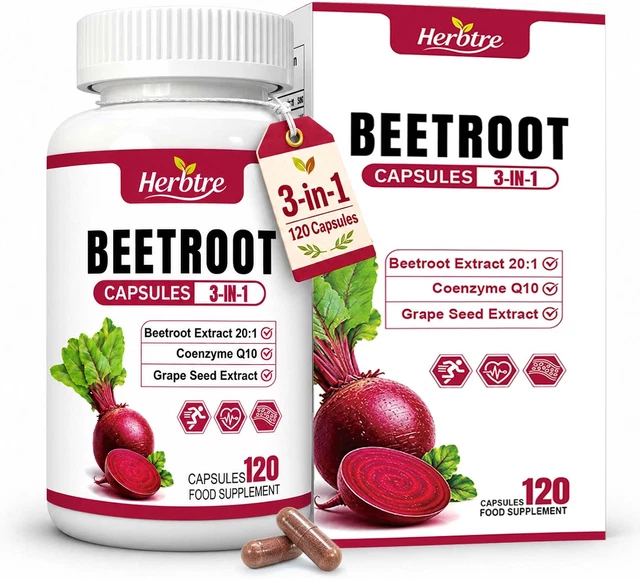 BEETROOT EXTRACT 1000MG with Seed Grape,CoQ10 Vegan Caps Heart Blood ...