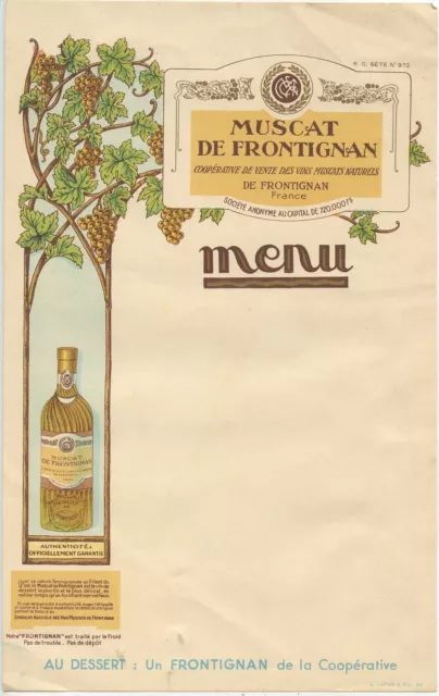 Menu Muscat De Frontignan / Vin Muscat /