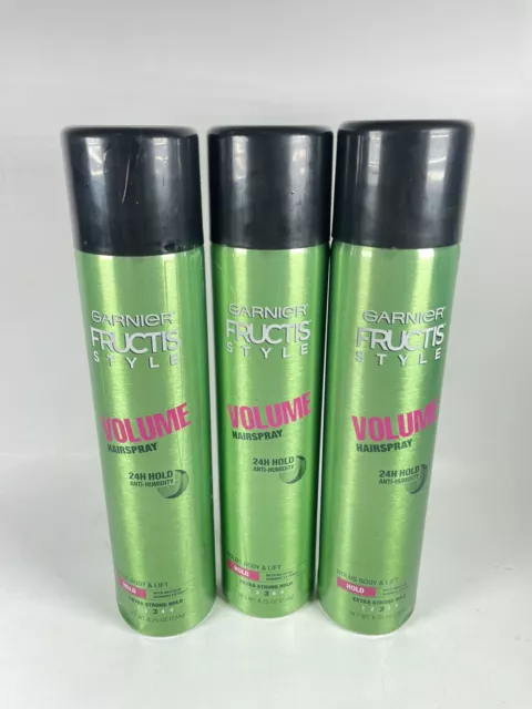 Lot Of 3 Garnier Fructis Style Volume Hairspray Extra Strong Hold Anti-Humidity