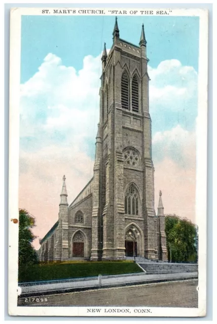 1933 St. Marys Church Star Of The Sea New London Connecticut CT Vintage Postcard