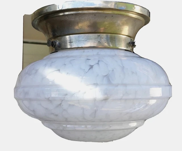 GRAND GLOBE OBUS facettes verre peint pour lampe plafonnier art déco