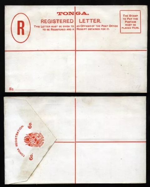 TONGA POSTAL STATIONERY 6d. REGISTERED ENVELOPE (ID:183/D29085)