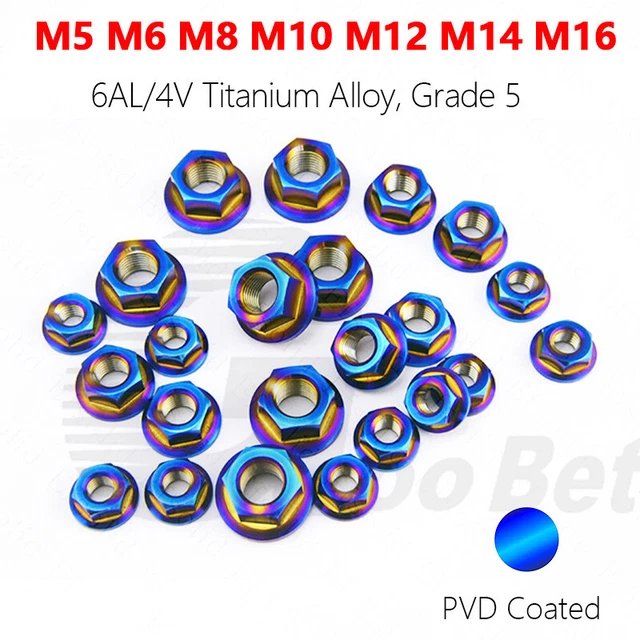 Tuerca de brida hexagonal de titanio M5 M6 M8 M10 M12 M14 M16 para motocicleta tuning DIN 6923