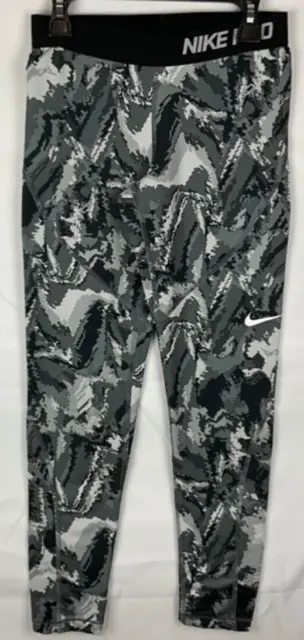 Nike Pro Dri Fit HyperWarm Womens Training Tight L Black Gray Pixel Camo Legging