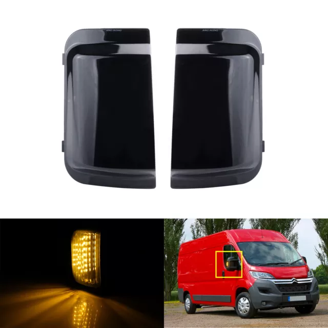 2x LED Miroir Clignotant rétroviseur noir Pour Citroën Jumper Fiat Ducato Boxer