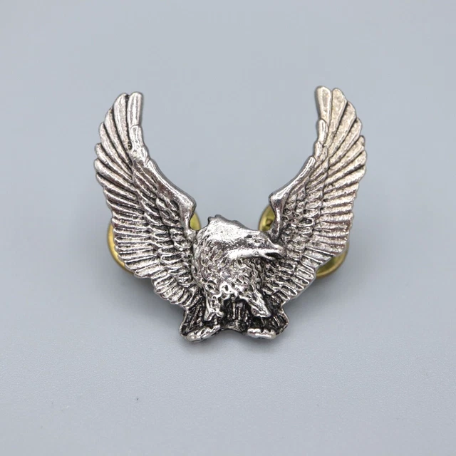 Vintage Pewter Eagle Silver Tone Double Tack Pin Biker Vest Hat Pins Vintage Pewter Eagle Silver Tone Double Tack Pin Biker Vest Hat Pins