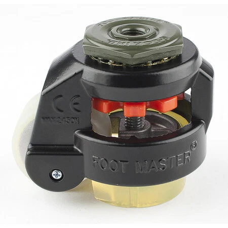 FOOT MASTER GD-60-S-HUP-CUR-FBL-1/2 Leveling Caster, 50 mm Polyurethane Wheel,