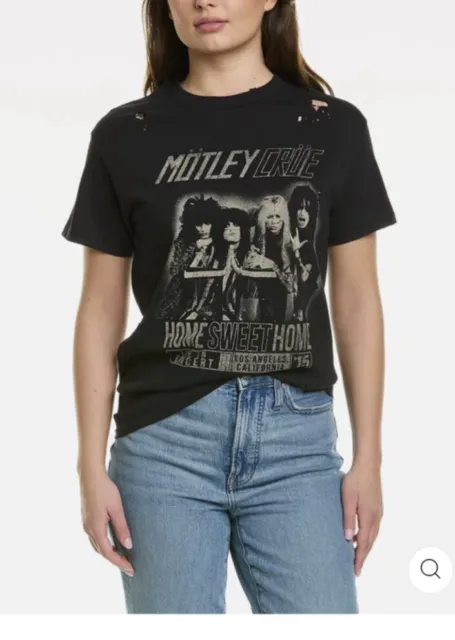 Motley Crue Home Sweet Home LARGE Women’s T-shirt oversized crew distress￼ed