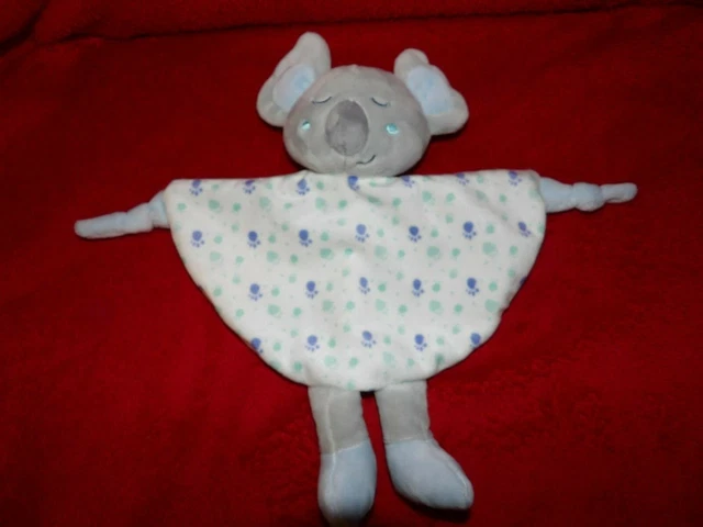 DOUDOU PLAT TOM & KIDDY Bisous d'ange Souris Bleu Blanc Gris Empreinte NEUF