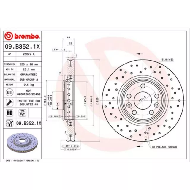 Bremsscheibe BREMBO XTRA LINE BREMBO 09.B352.1X, 1 Stück