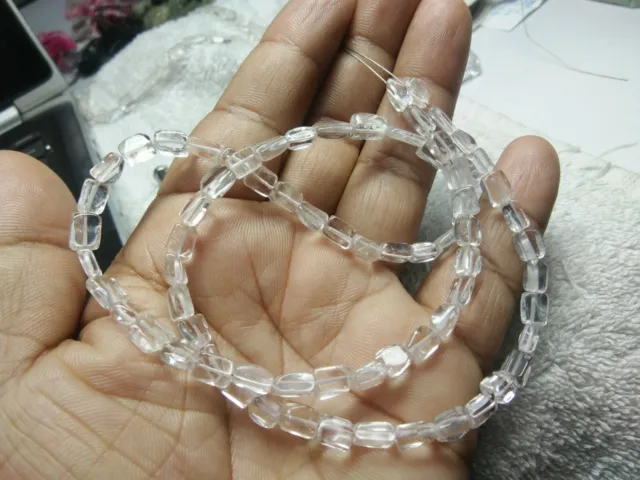 Crystal Quartz Square Smooth 5.5 Mm Gemstone Beads 18"  Strands