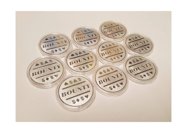 10x Silver Clad Bounty Poker Chip for Bounty Tournaments / Card Protector